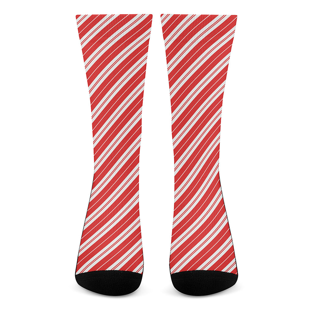 Candy Cane Stripes Pattern Print Crew Socks