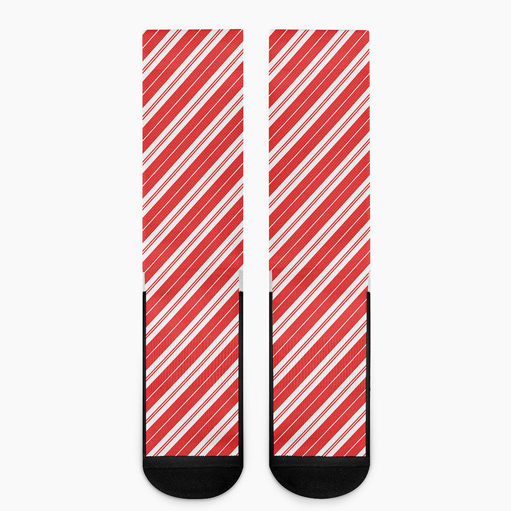 Candy Cane Stripes Pattern Print Crew Socks