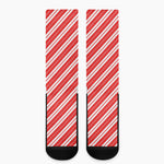 Candy Cane Stripes Pattern Print Crew Socks