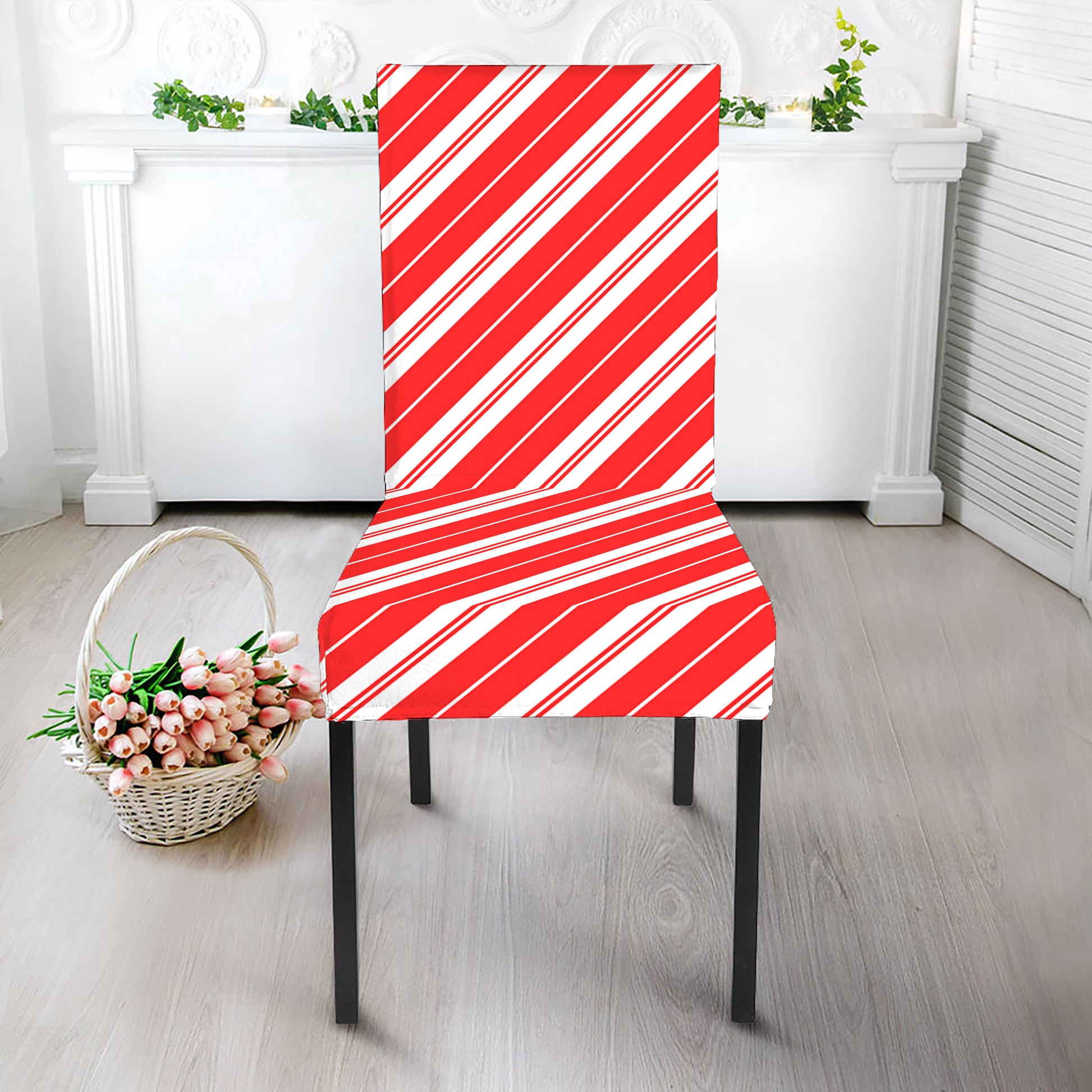 Candy Cane Stripes Pattern Print Dining Chair Slipcover