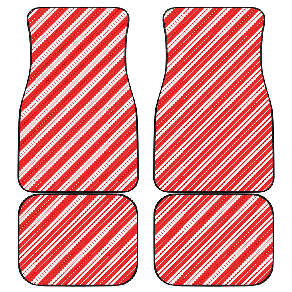 Candy Cane Stripes Pattern Print Front and Back Car Floor Mats