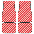 Candy Cane Stripes Pattern Print Front and Back Car Floor Mats