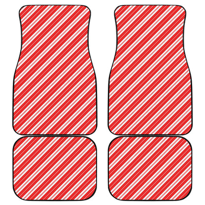 Candy Cane Stripes Pattern Print Front and Back Car Floor Mats