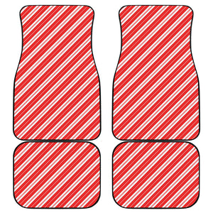 Candy Cane Stripes Pattern Print Front and Back Car Floor Mats