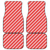 Candy Cane Stripes Pattern Print Front and Back Car Floor Mats