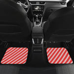 Candy Cane Stripes Pattern Print Front and Back Car Floor Mats