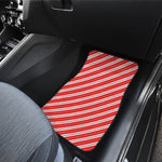 Candy Cane Stripes Pattern Print Front and Back Car Floor Mats