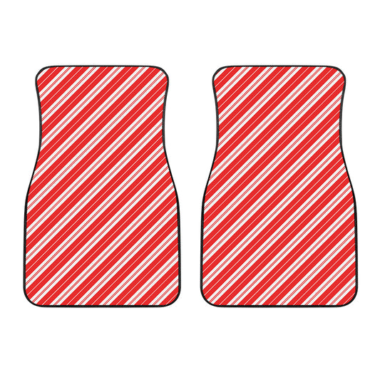 Candy Cane Stripes Pattern Print Front Car Floor Mats
