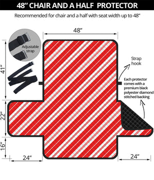 Candy Cane Stripes Pattern Print Half Sofa Protector