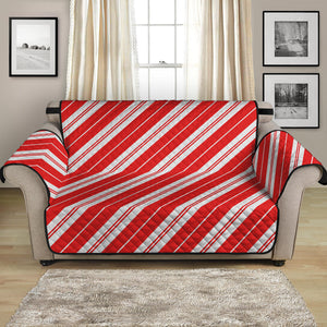 Candy Cane Stripes Pattern Print Loveseat Protector