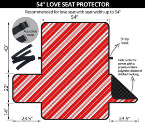 Candy Cane Stripes Pattern Print Loveseat Protector