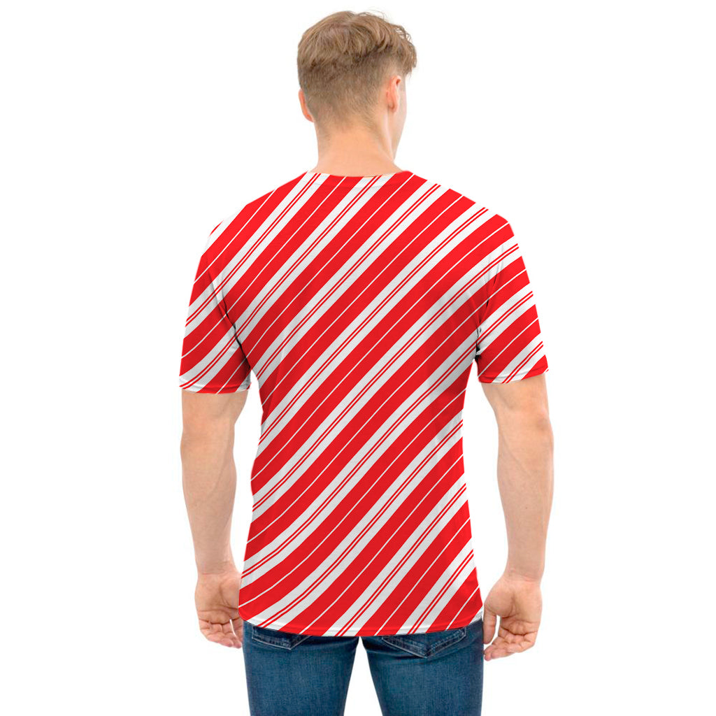 Candy Cane Stripes Pattern Print Men's T-Shirt