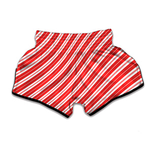 Candy Cane Stripes Pattern Print Muay Thai Boxing Shorts