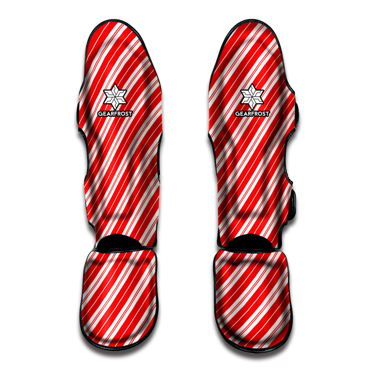 Candy Cane Stripes Pattern Print Muay Thai Shin Guard