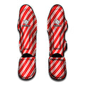 Candy Cane Stripes Pattern Print Muay Thai Shin Guards