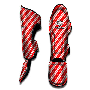 Candy Cane Stripes Pattern Print Muay Thai Shin Guard