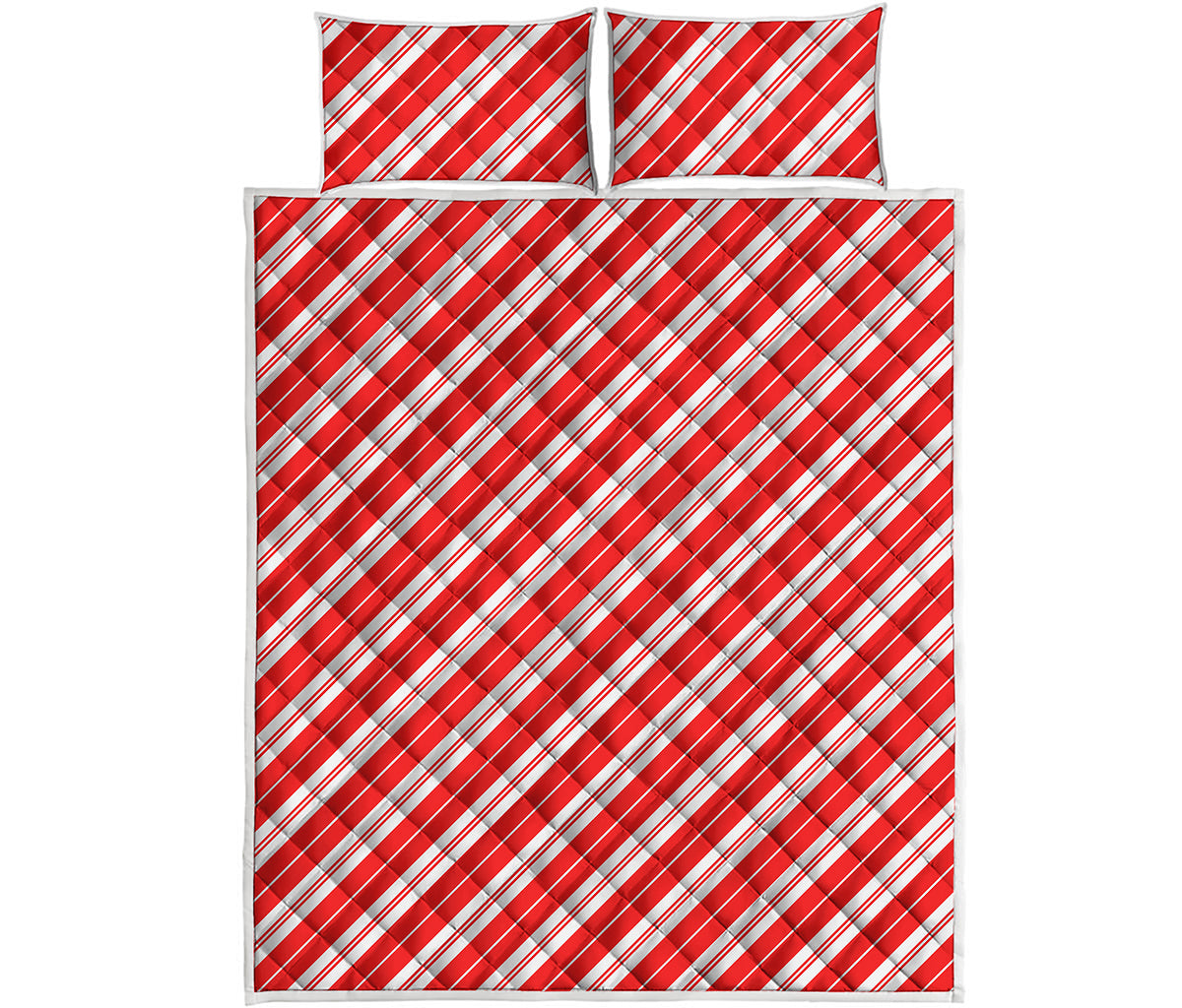 Candy Cane Stripes Pattern Print Quilt Bed Set