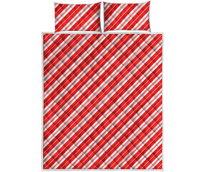 Candy Cane Stripes Pattern Print Quilt Bed Set