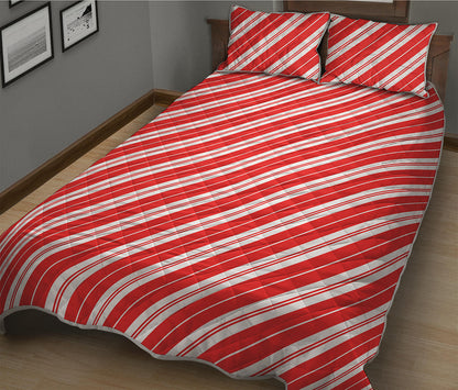 Candy Cane Stripes Pattern Print Quilt Bed Set