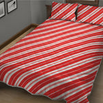 Candy Cane Stripes Pattern Print Quilt Bed Set