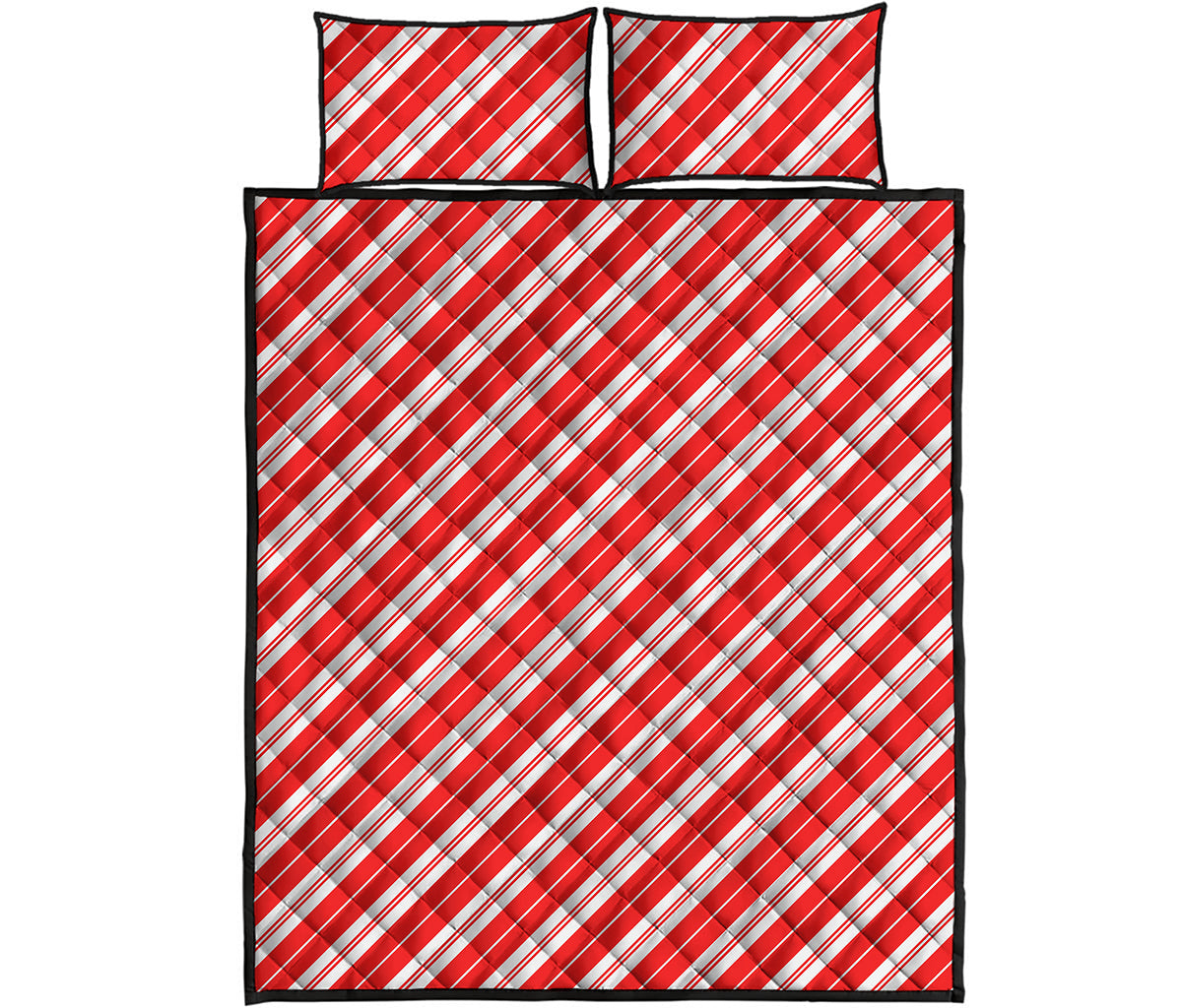 Candy Cane Stripes Pattern Print Quilt Bed Set