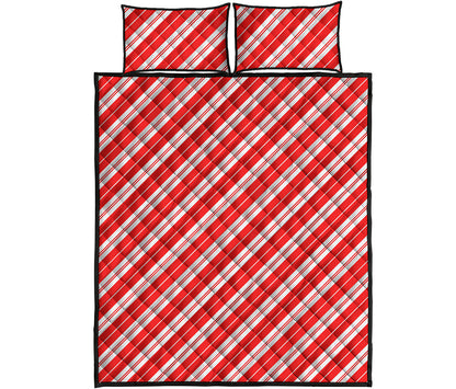 Candy Cane Stripes Pattern Print Quilt Bed Set
