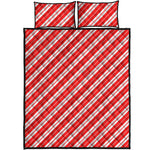 Candy Cane Stripes Pattern Print Quilt Bed Set