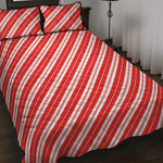 Candy Cane Stripes Pattern Print Quilt Bed Set