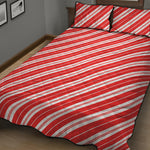 Candy Cane Stripes Pattern Print Quilt Bed Set
