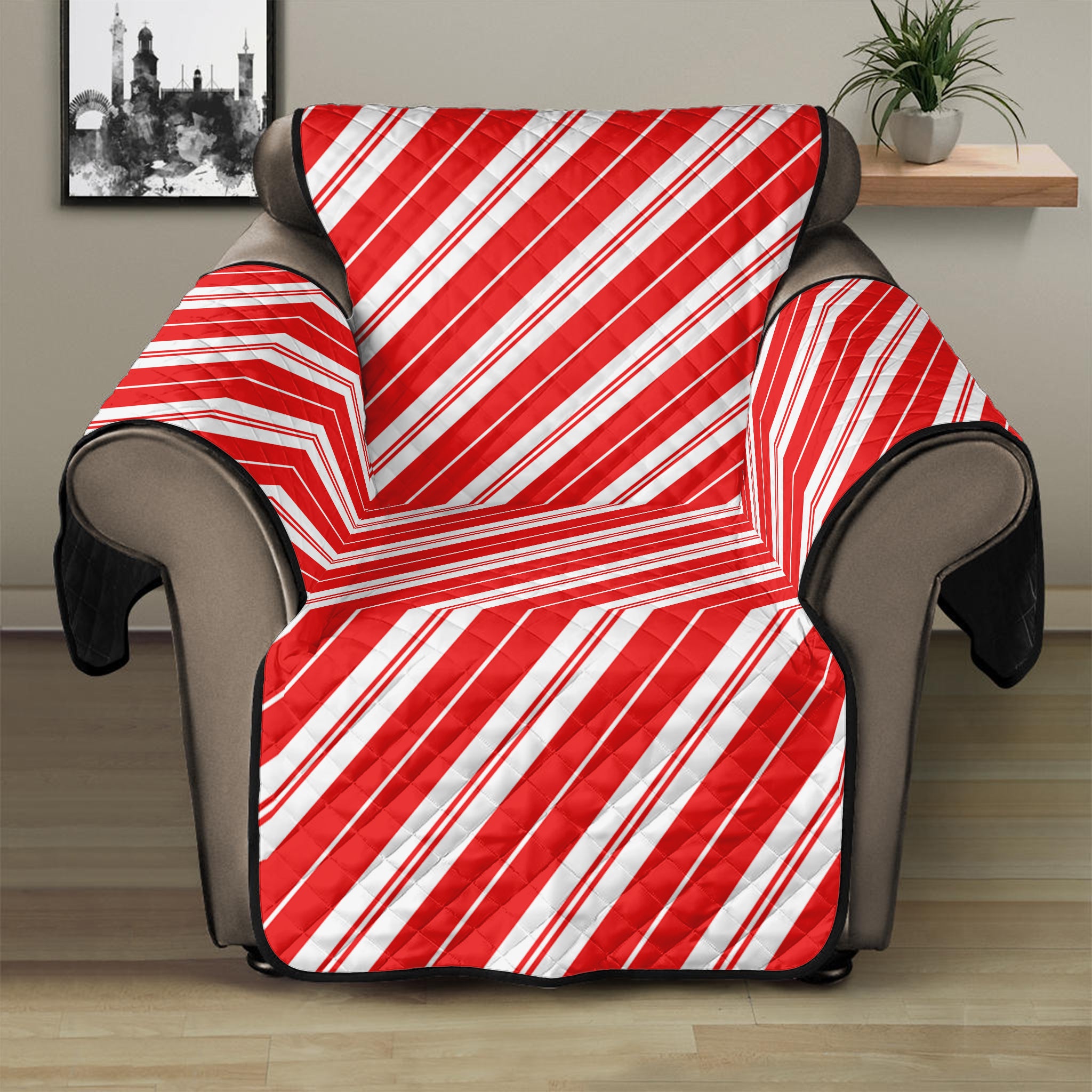 Candy Cane Stripes Pattern Print Recliner Protector