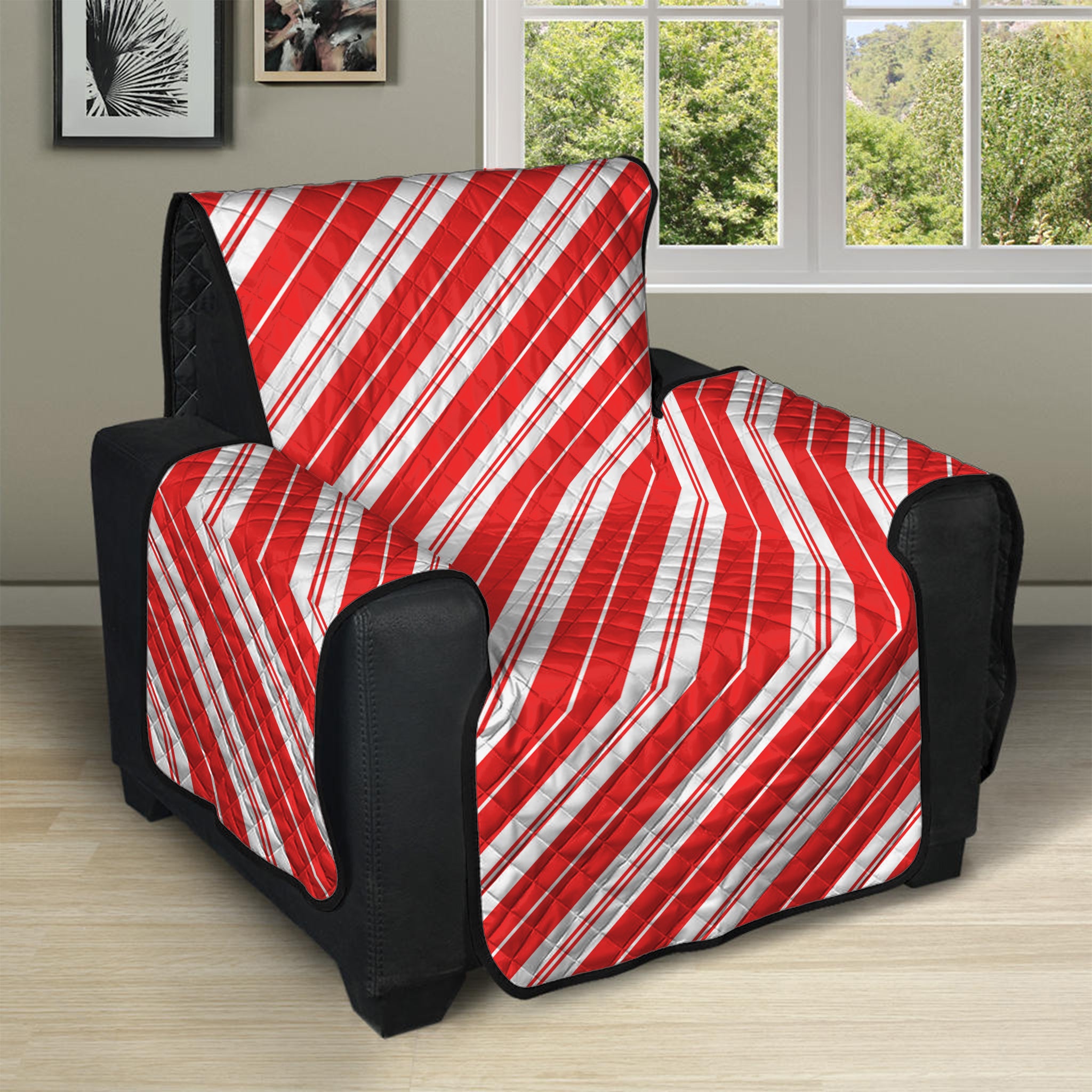 Candy Cane Stripes Pattern Print Recliner Protector