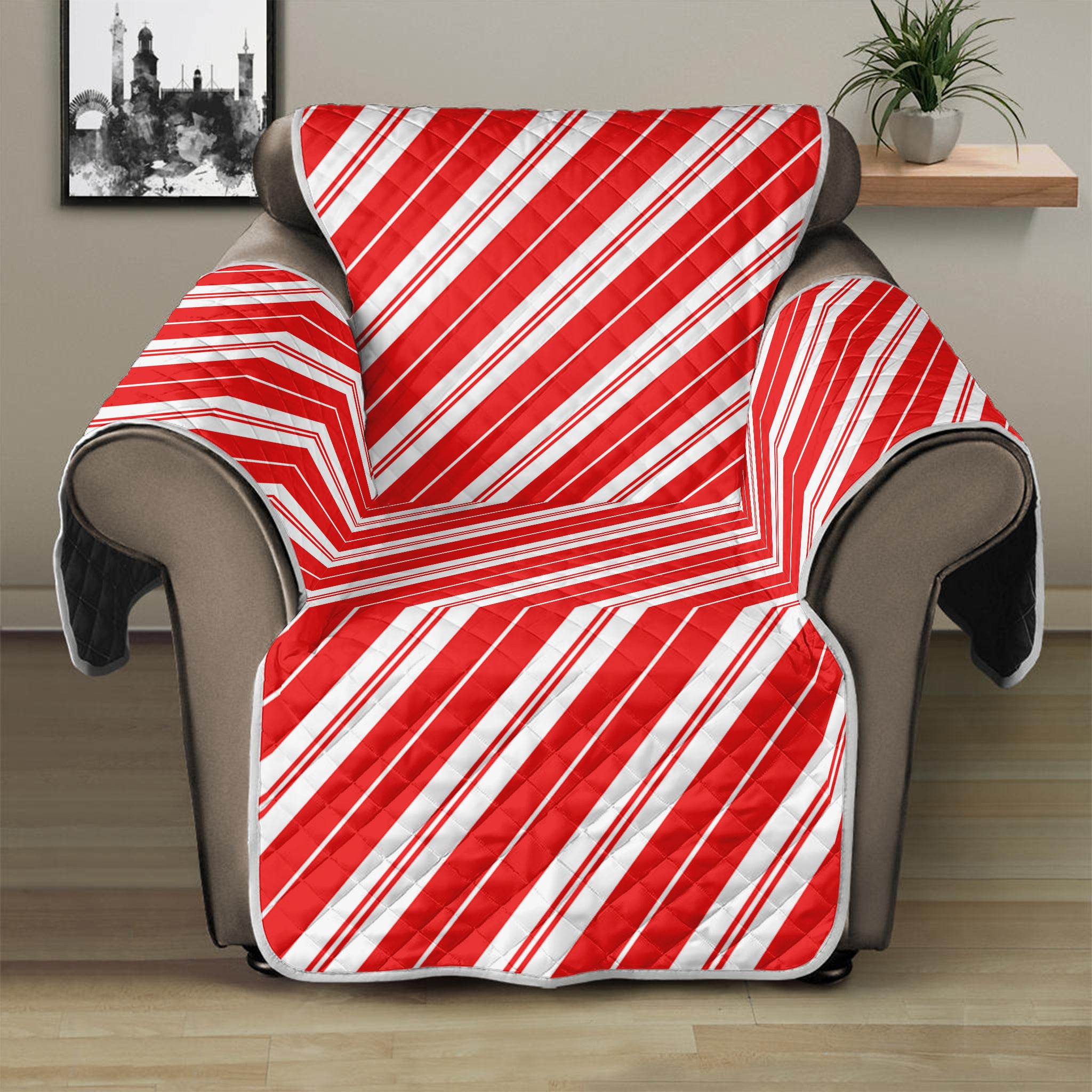 Candy Cane Stripes Pattern Print Recliner Protector