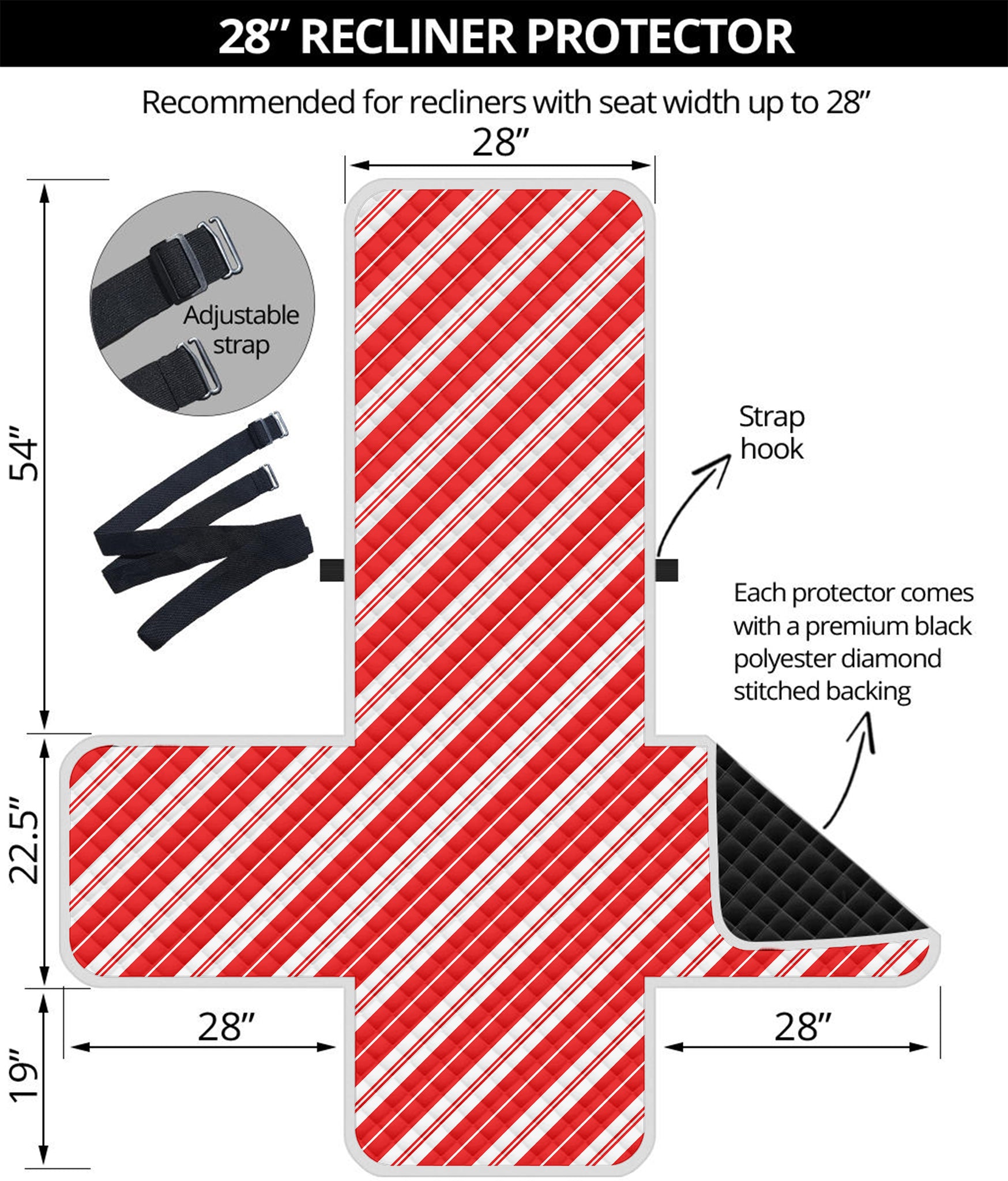 Candy Cane Stripes Pattern Print Recliner Protector