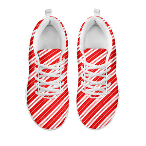 Candy Cane Stripes Pattern Print White Sneakers