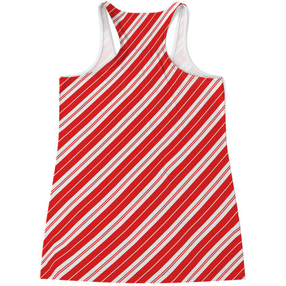 Candy Cane Stripes Pattern Print Women's Racerback Tank Top