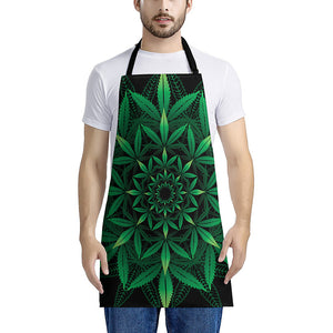 Cannabis Leaf Mandala Print Apron