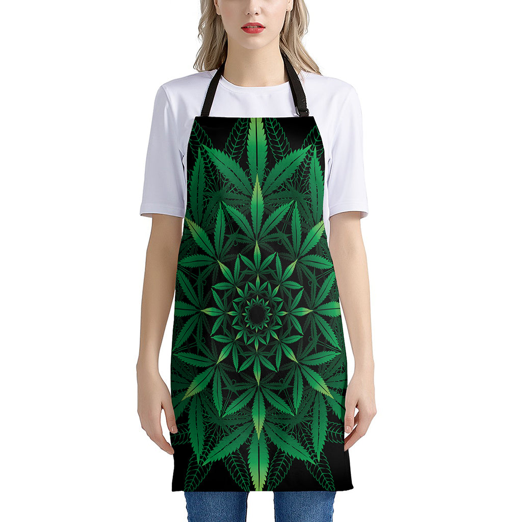 Cannabis Leaf Mandala Print Apron