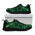 Cannabis Leaf Mandala Print Black Running Shoes