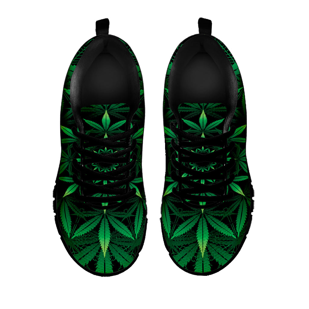 Cannabis Leaf Mandala Print Black Sneakers