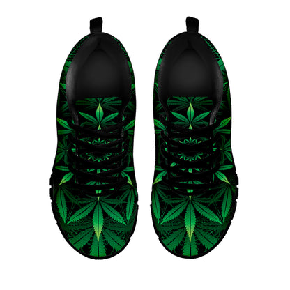 Cannabis Leaf Mandala Print Black Sneakers