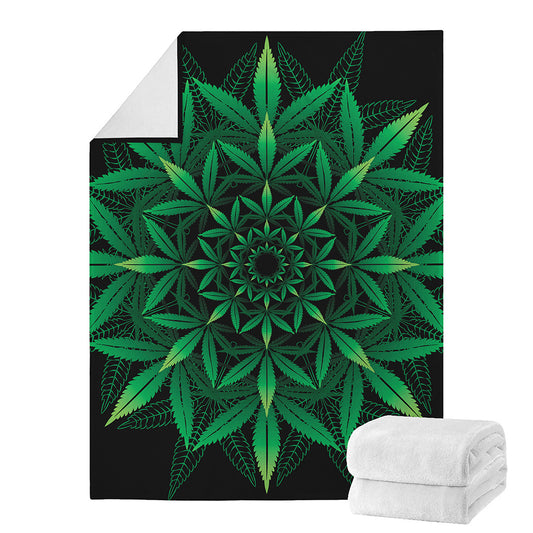 Cannabis Leaf Mandala Print Blanket