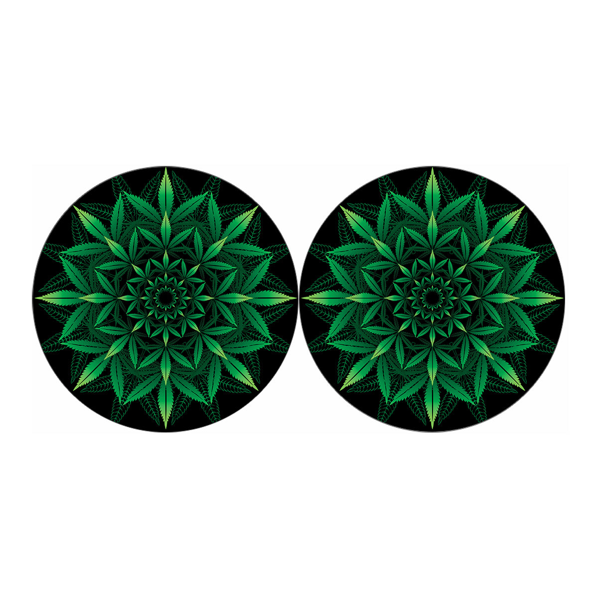Cannabis Leaf Mandala Print Car Coasters