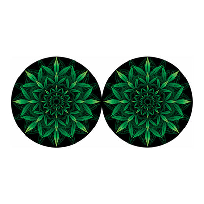 Cannabis Leaf Mandala Print Car Coasters