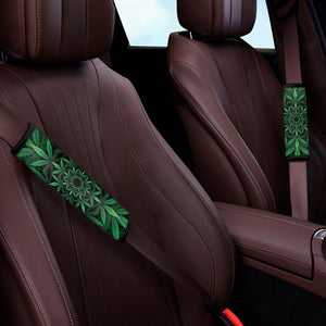 Cannabis Leaf Mandala Print Car Seat Belt Covers