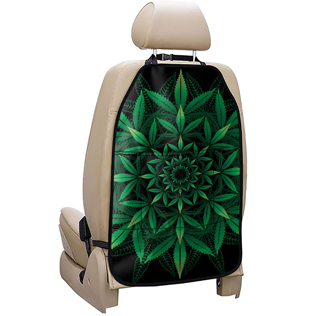 Cannabis Leaf Mandala Print Car Seat Organizers