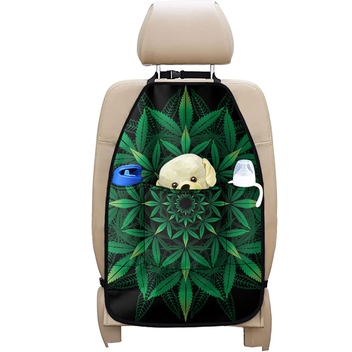 Cannabis Leaf Mandala Print Car Seat Organizers