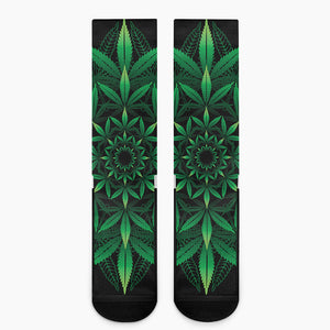 Cannabis Leaf Mandala Print Crew Socks