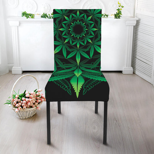Cannabis Leaf Mandala Print Dining Chair Slipcover