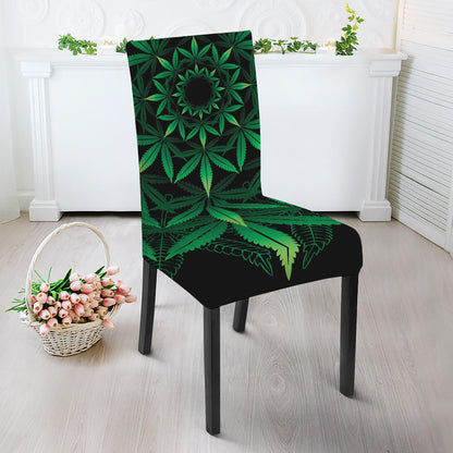 Cannabis Leaf Mandala Print Dining Chair Slipcover