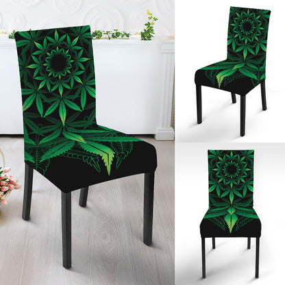 Cannabis Leaf Mandala Print Dining Chair Slipcover